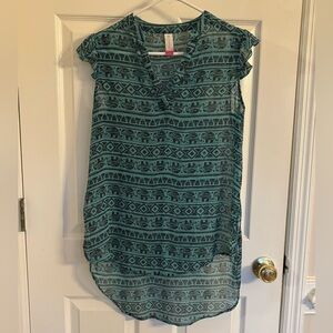 No Boundaries Teal and Black Patterned Top